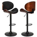 Set Of 2 Adjustable Swivel Pu Leather Bar Stools Counter Height Dining Chairs With Iron Base Amp Curved Footrest - High Quality Set For Everyday Use