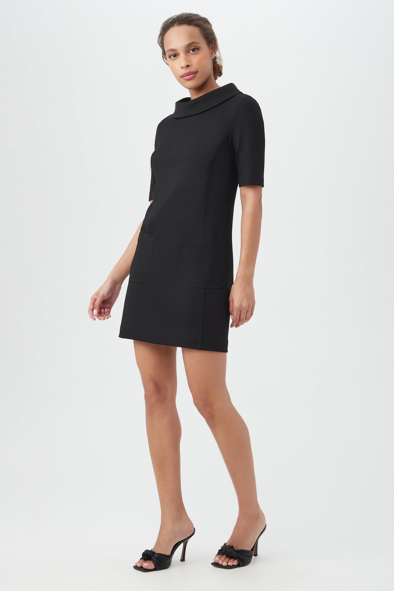 Maleko Short-Sleeve Shift Dress With Folded Collar