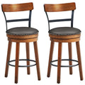 2 Pack 255Quot Wooden Swivel Bar Stools Counter Height Pub Kitchen Dining Chairs With Leather Padded Seat - Comfortable And Ergonomic Design