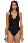 Monaco Wrap Front Plunge One-Piece Swimsuit