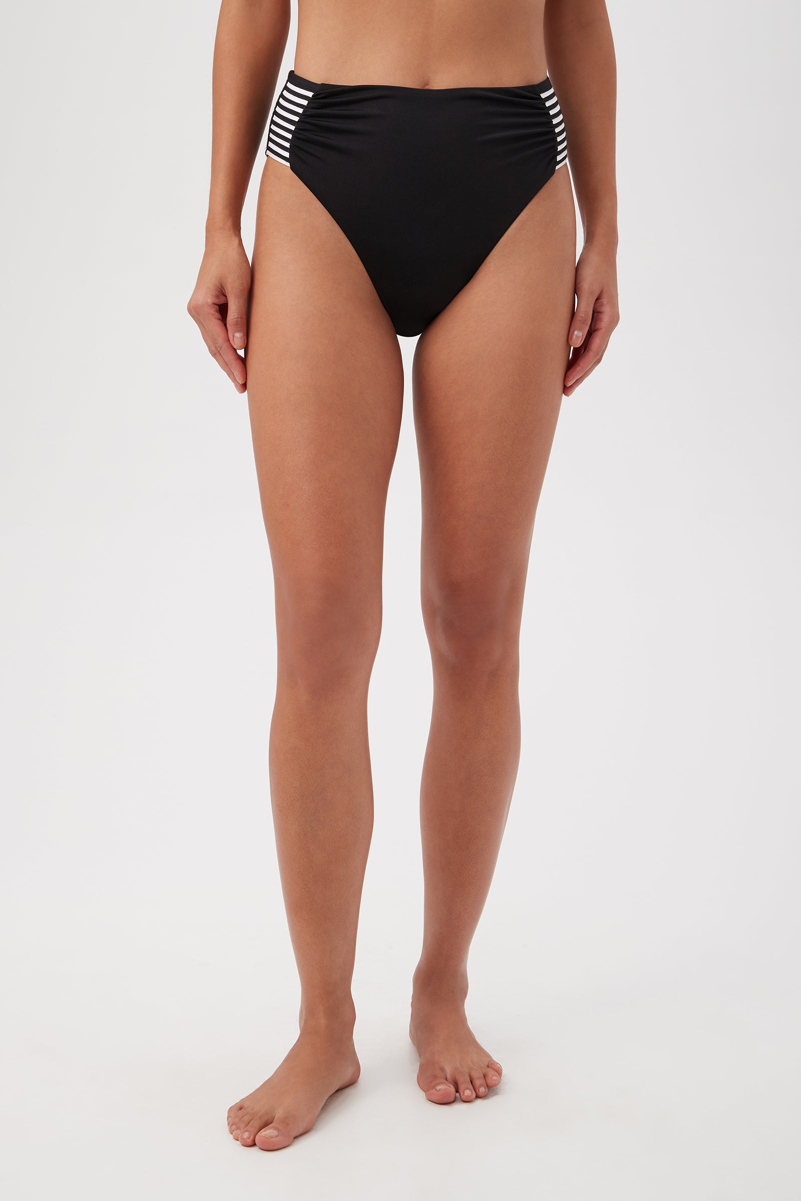 Monaco Pleated High-Waist Bikini Bottom