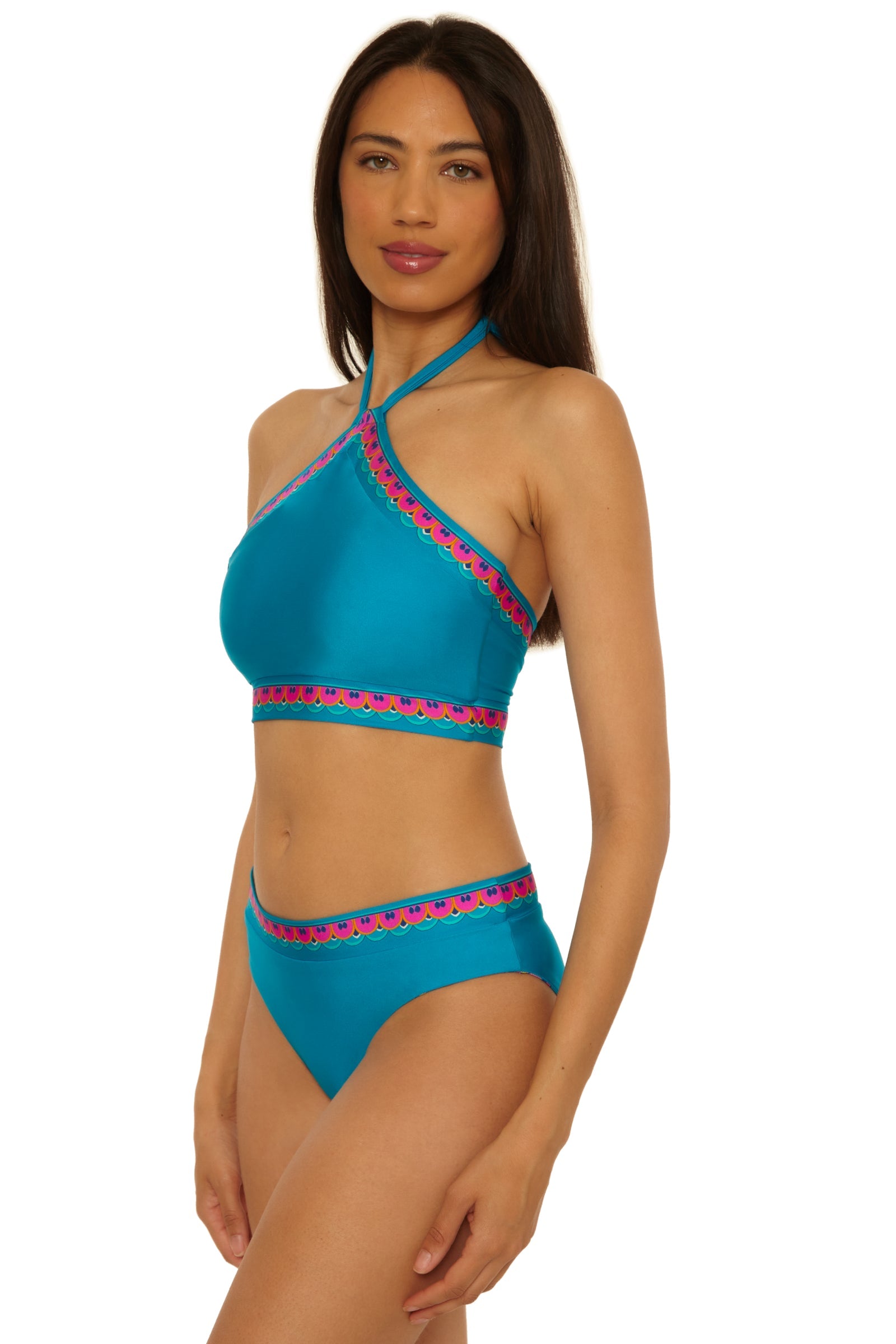 Reversible High-Neck Swim Top - Mykonos