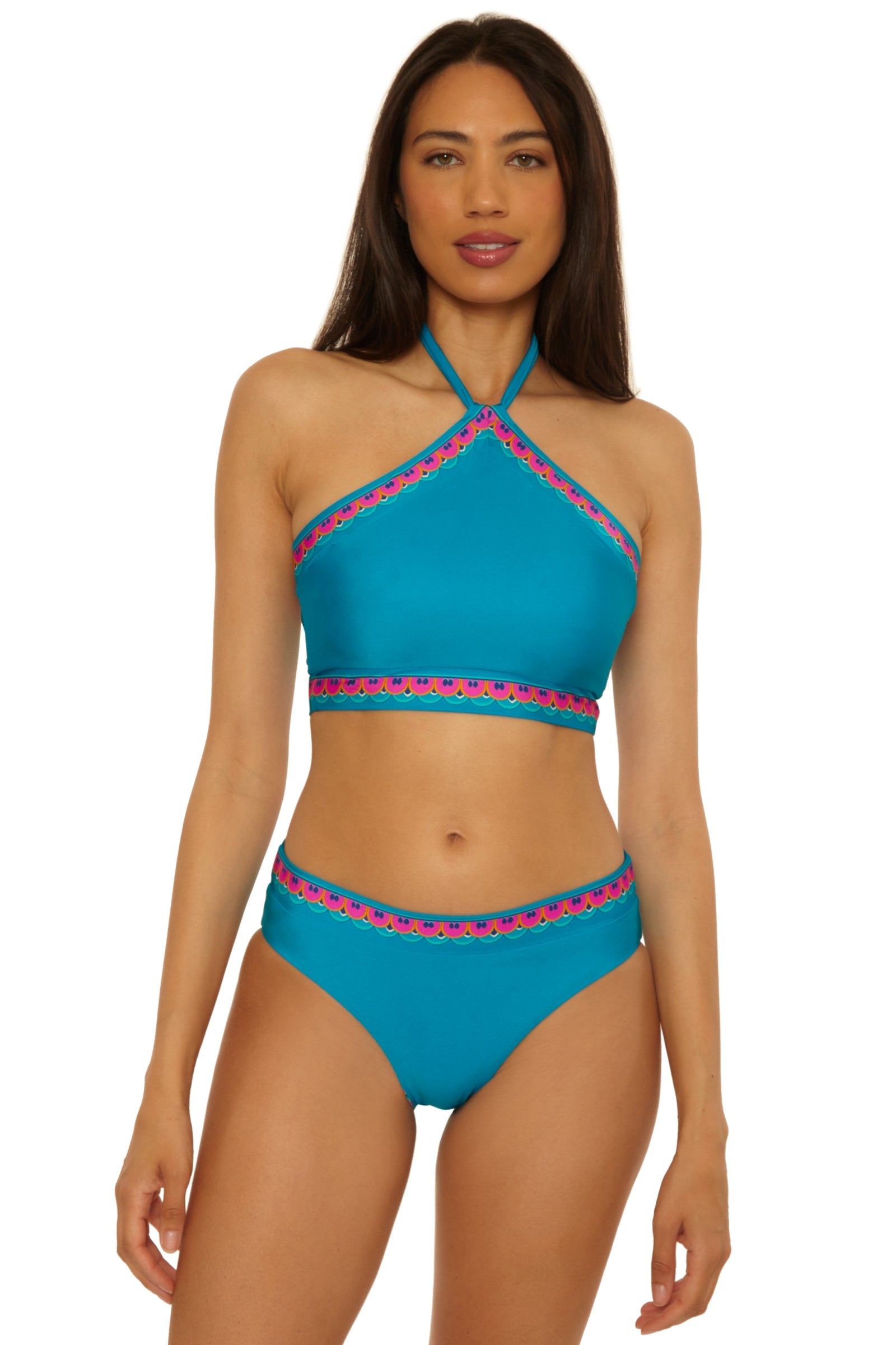 Reversible High-Neck Swim Top - Mykonos