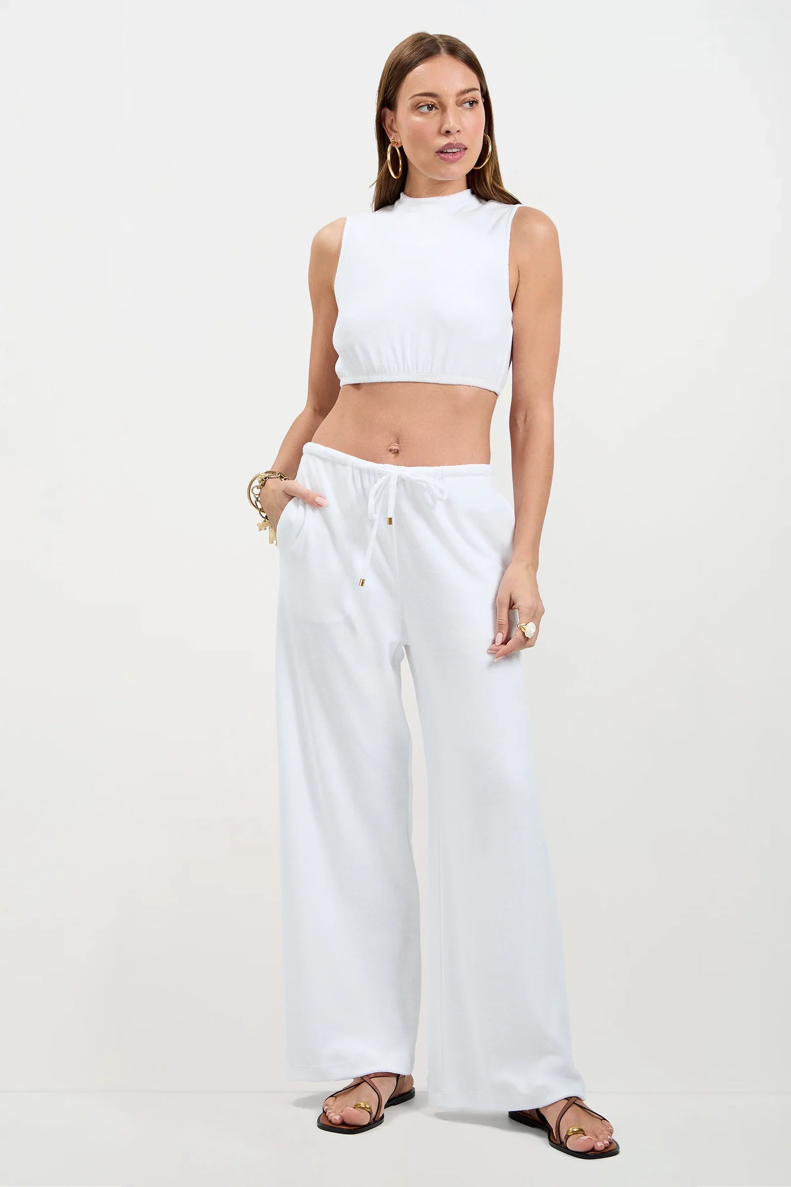 Nelda Sleeveless Crop Top - Poolside Terry