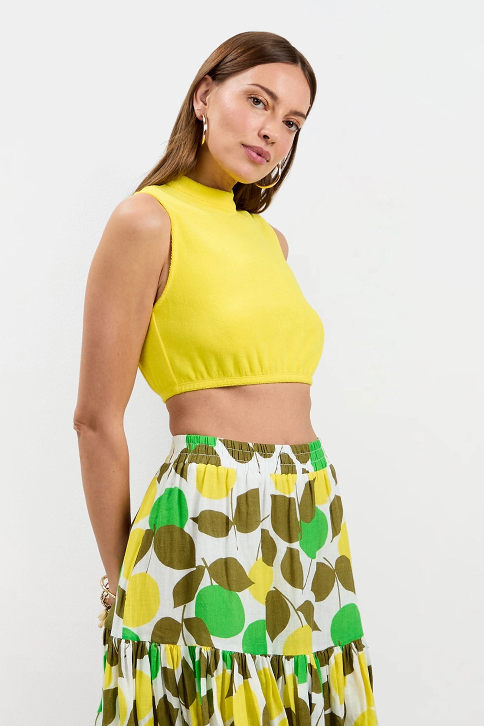 Nelda Sleeveless Crop Top - Poolside Terry