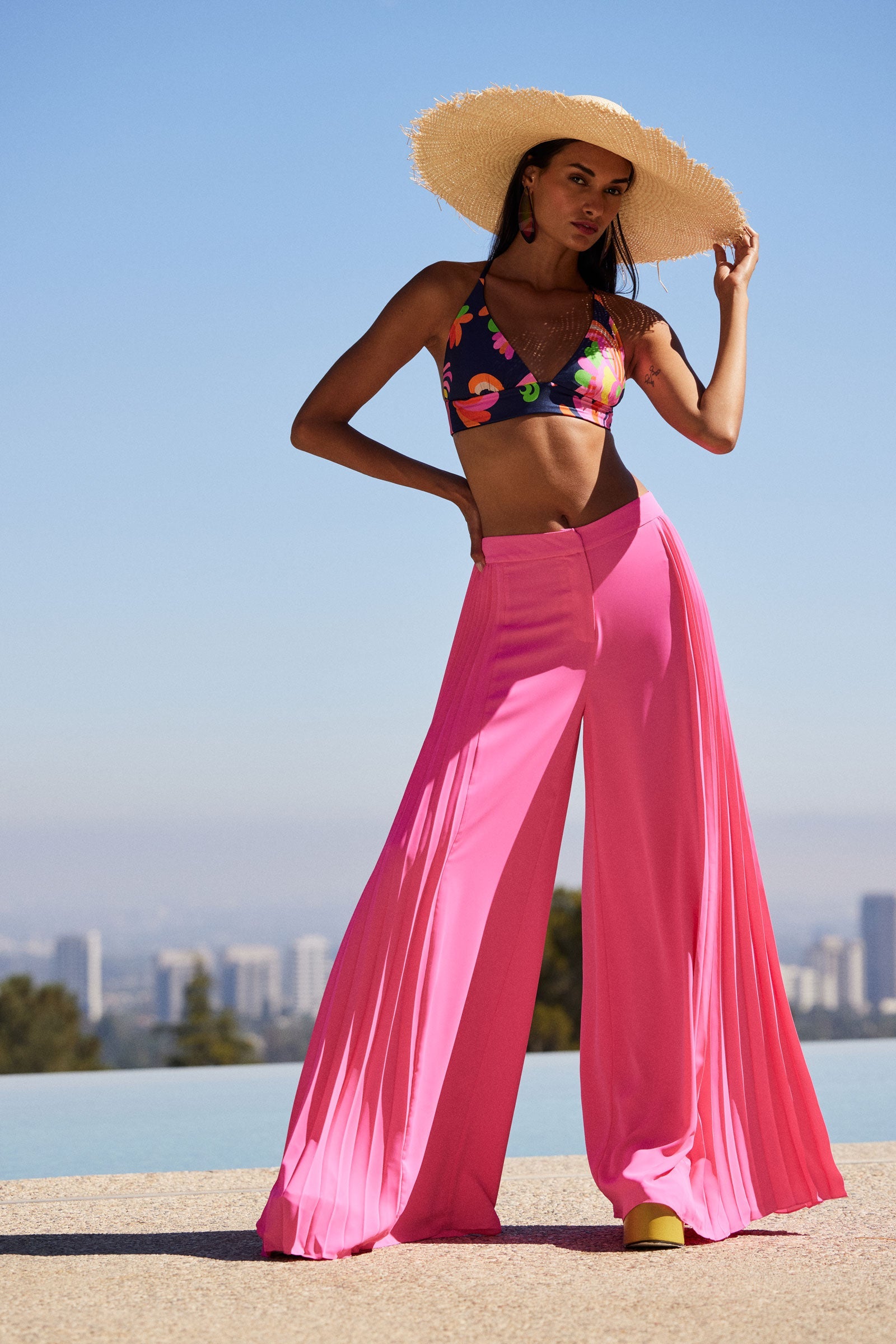Frame Wide-Leg Pleated Pant - GS Georgette