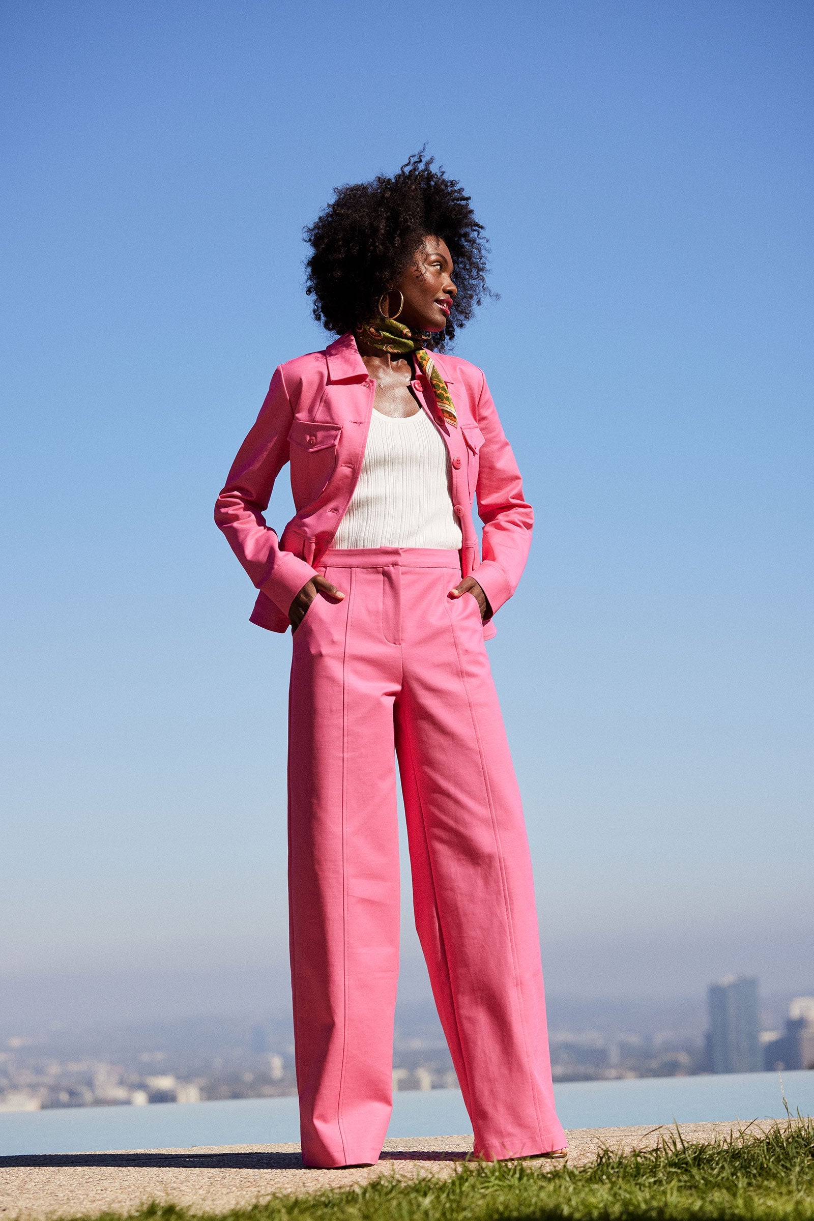 Half Court Wide-Leg Pant -Solid Suiting