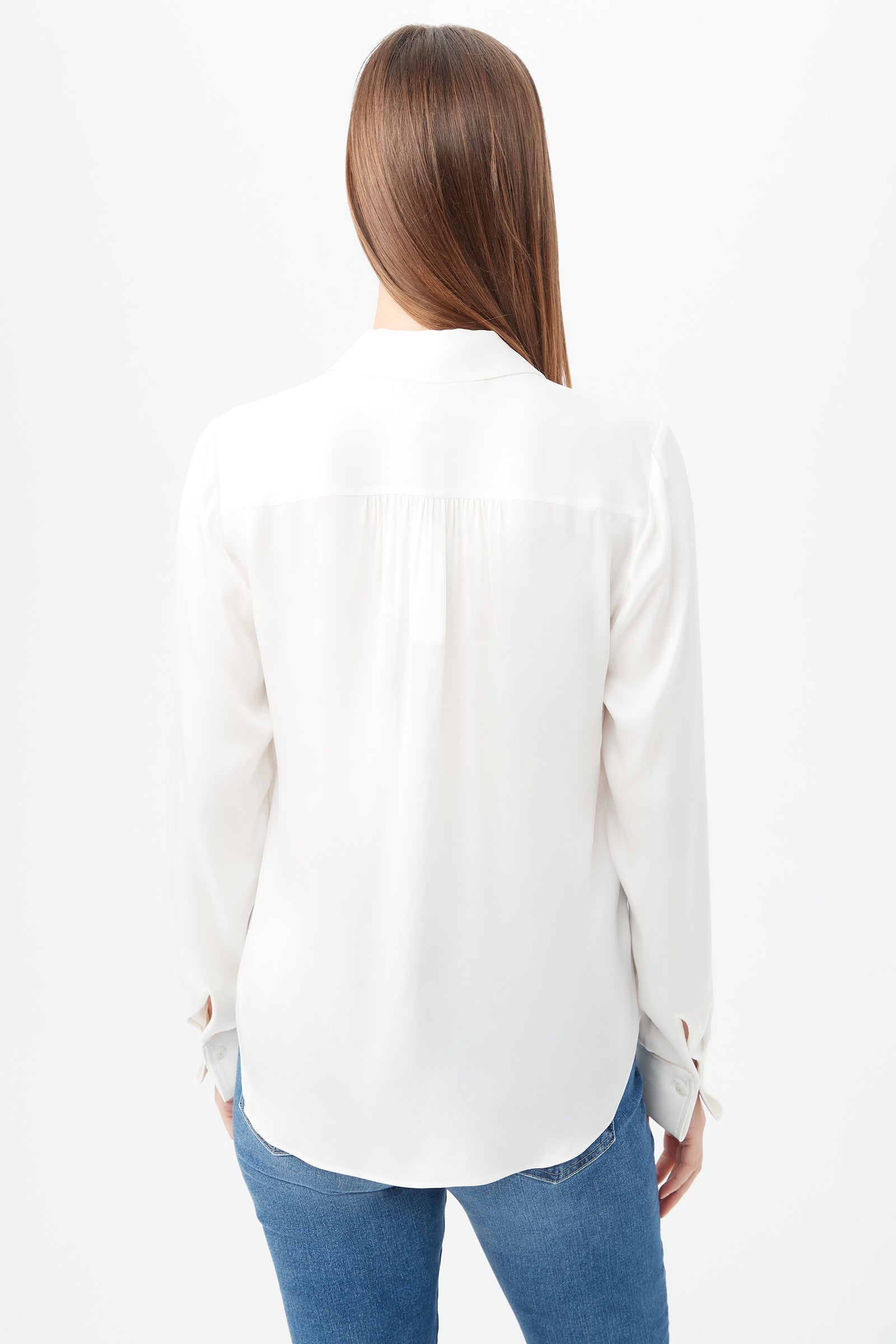 Cassavetes Long-Sleeve Stretch Silk Button-Up Shirt