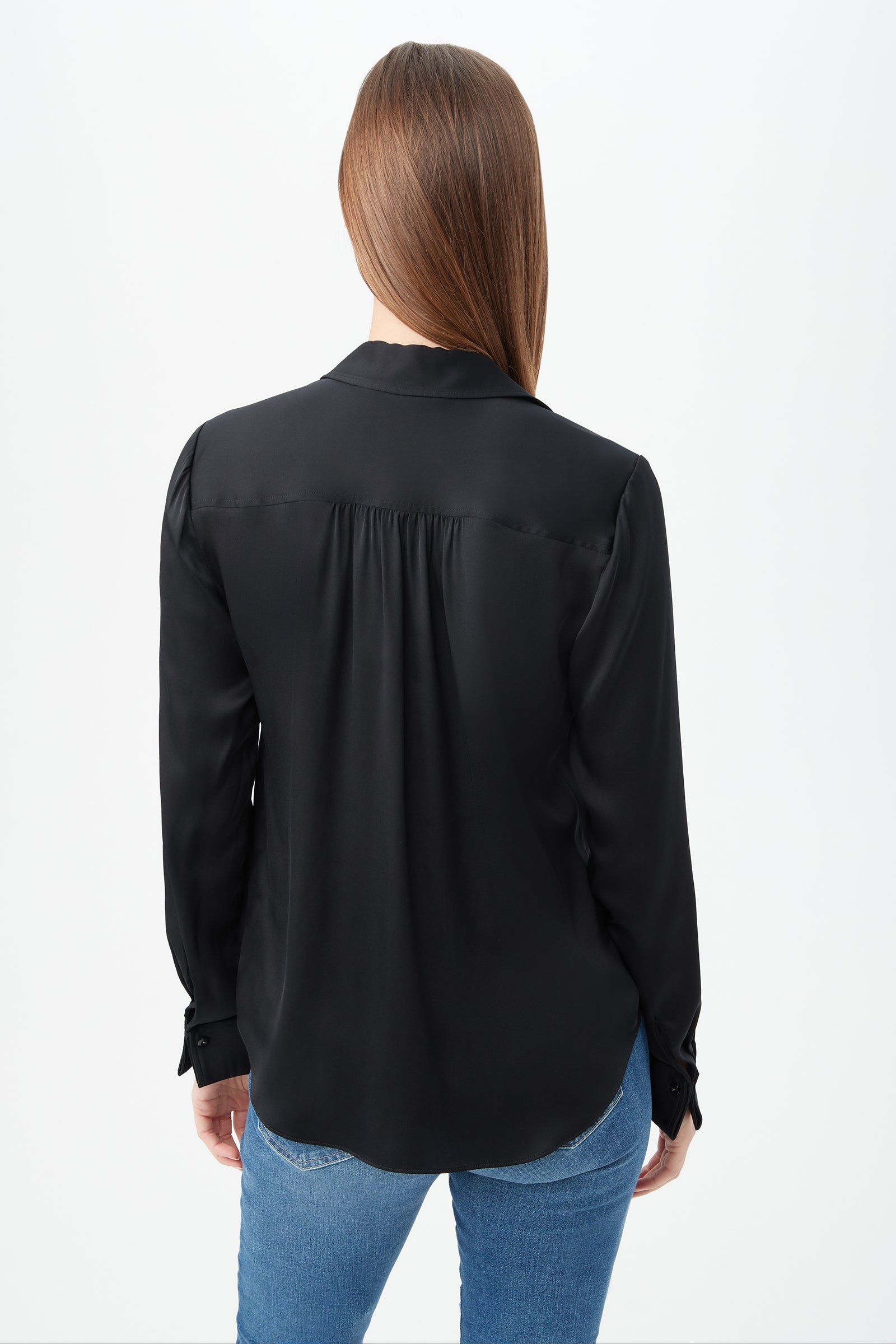 Cassavetes Long-Sleeve Stretch Silk Button-Up Shirt