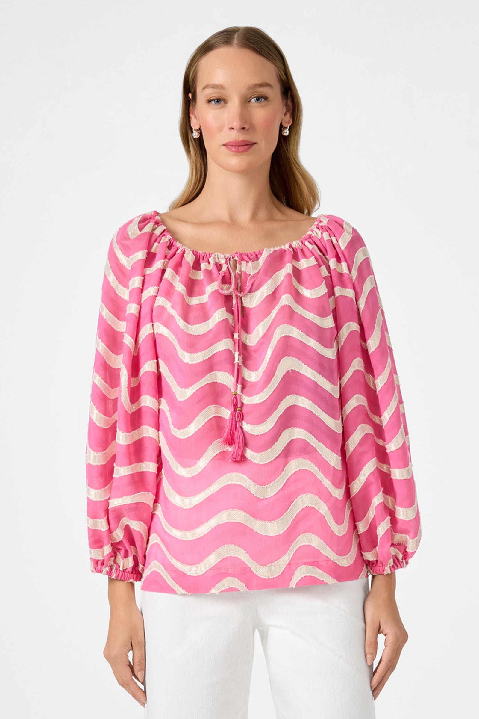 Sandia Blouson Top - Pinku