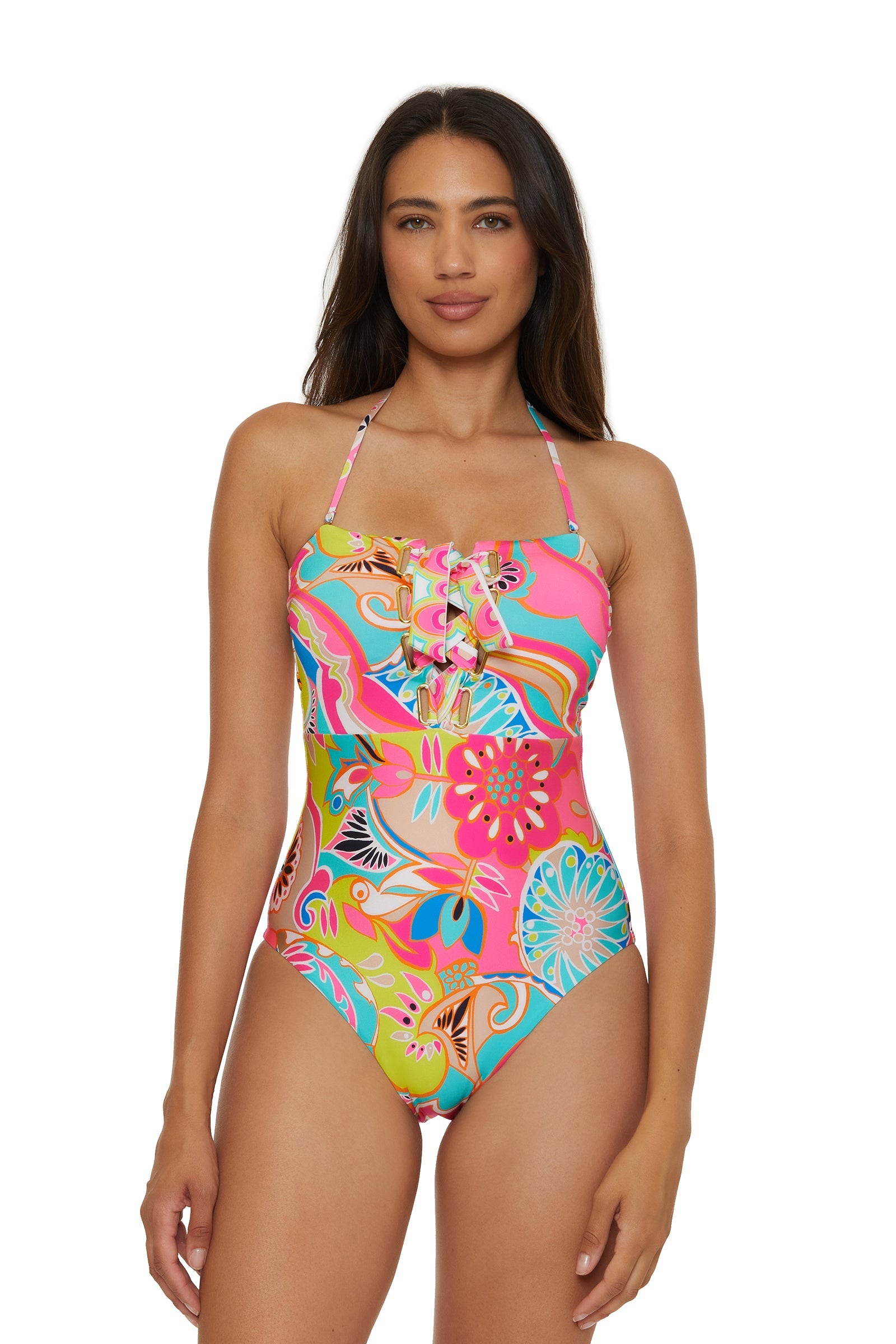 Lace-Up Bandeau One-Piece Swimsuit - Venus