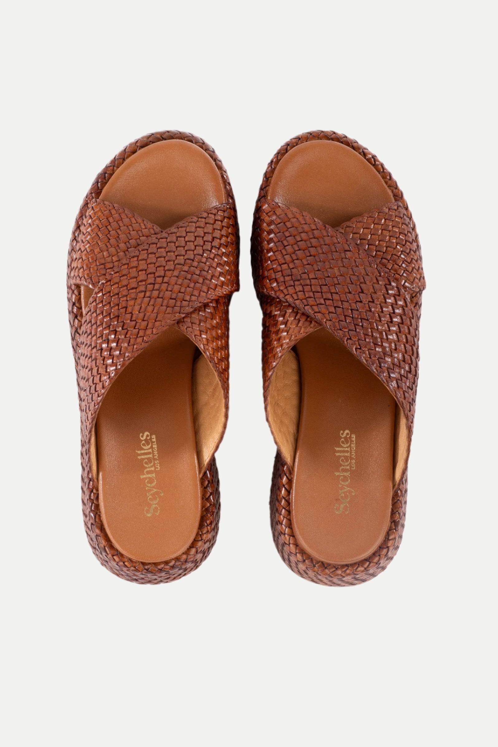 Key West Woven Leather Platform Slide Sandals