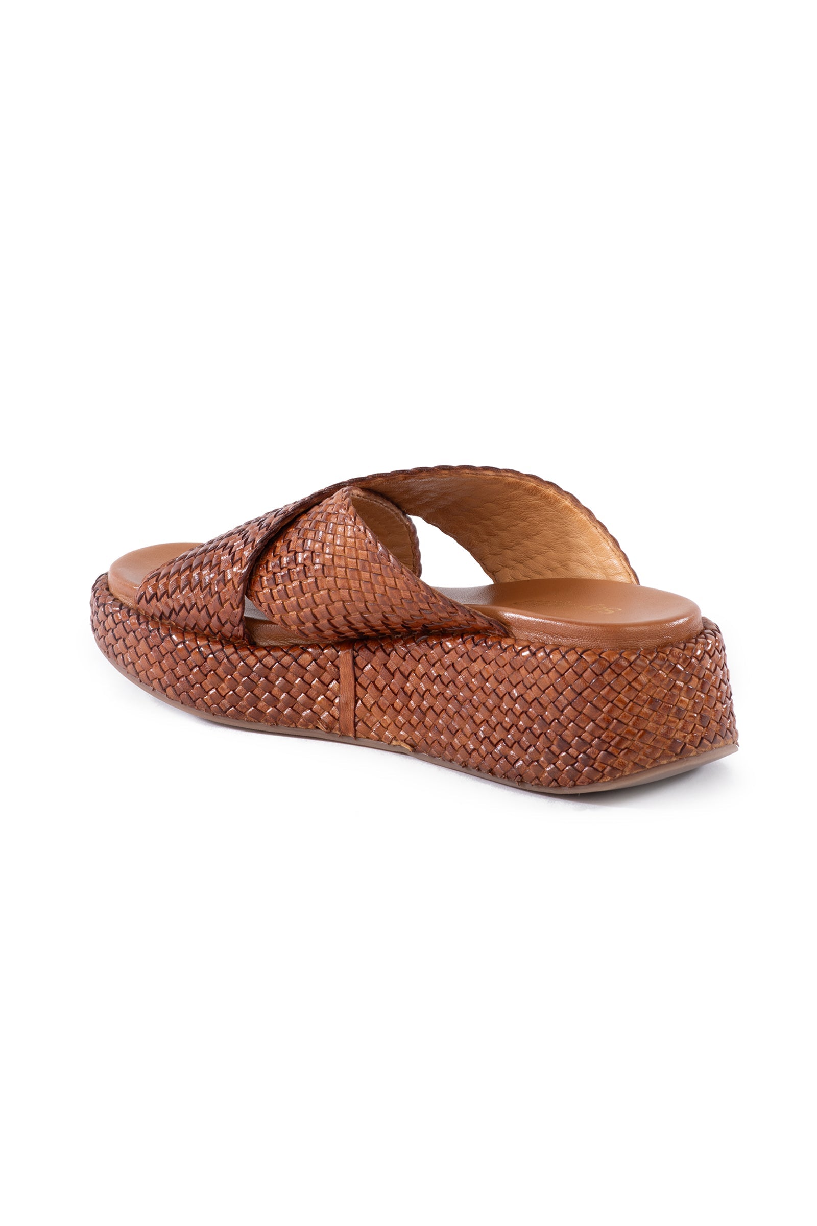 Key West Woven Leather Platform Slide Sandals