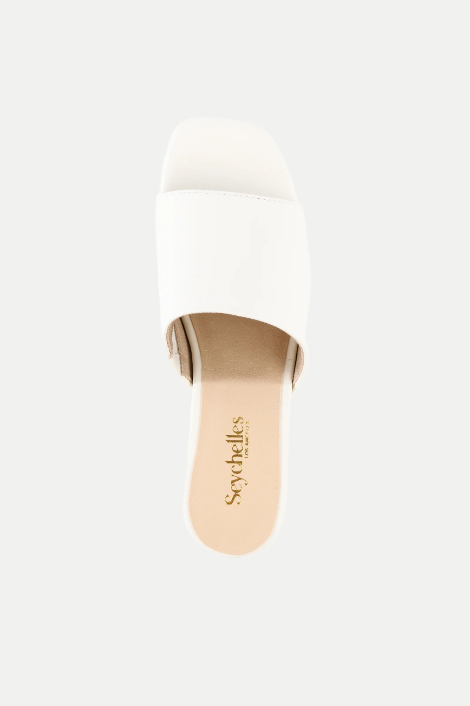 Pepper White Leather Heeled Mule Sandal