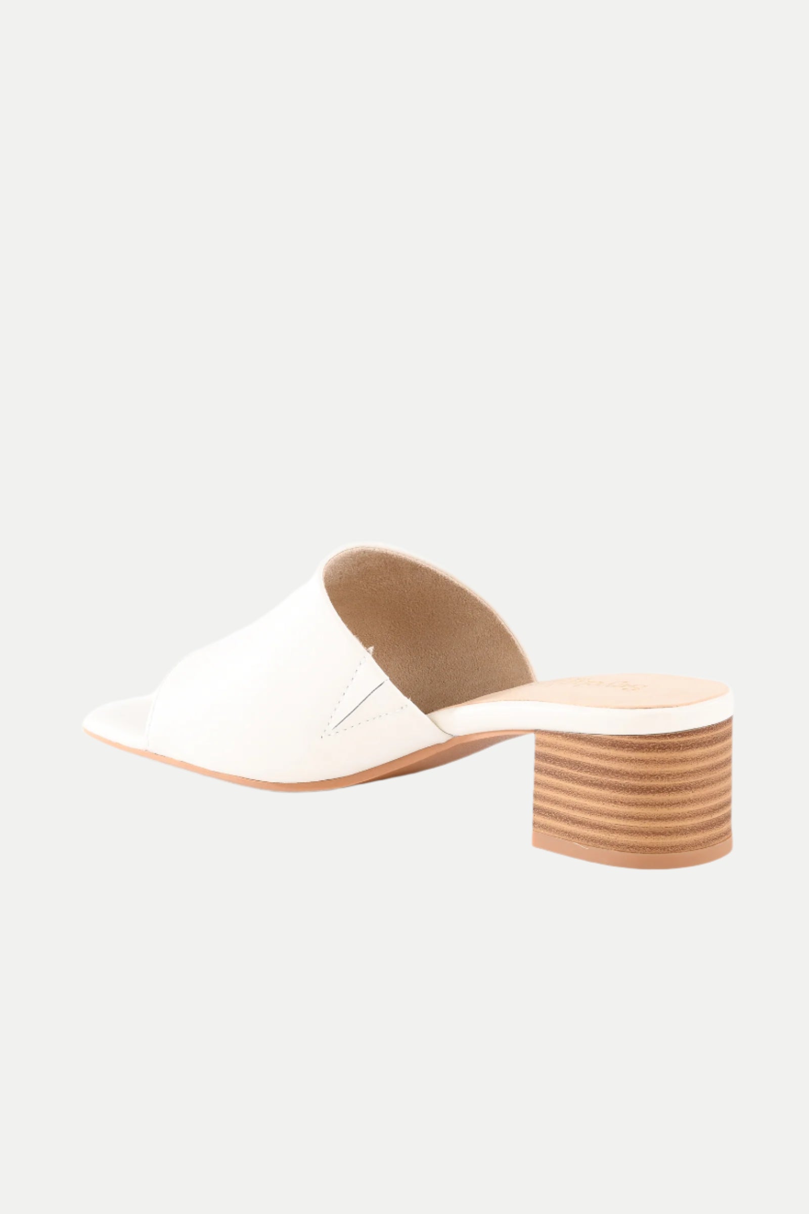 Pepper White Leather Heeled Mule Sandal