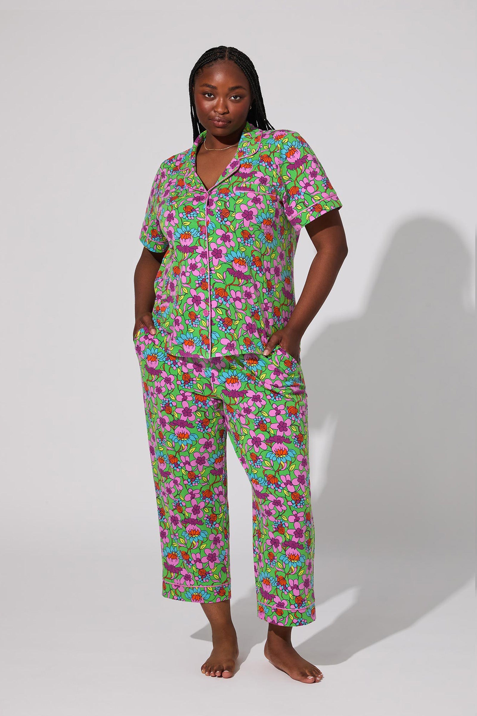 Crop PJ Set - Garden Floral